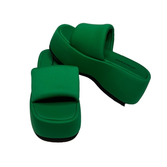 Free People Jeffrey Campbell Text Me Puffy Platform Sandal Green Neoprene 7 - Picture 3 of 11